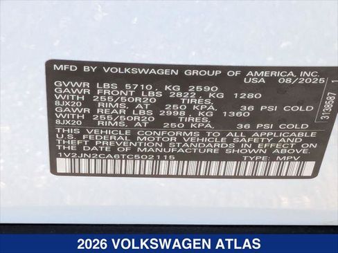 Certified 2026 Volkswagen Atlas SE w/ Panoramic Sunroof Package FWD image 22