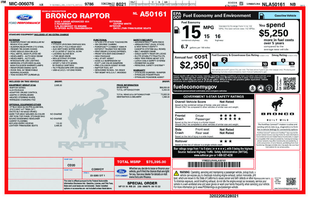 Used 2022 Ford Bronco Raptor AWD/4WD image 13