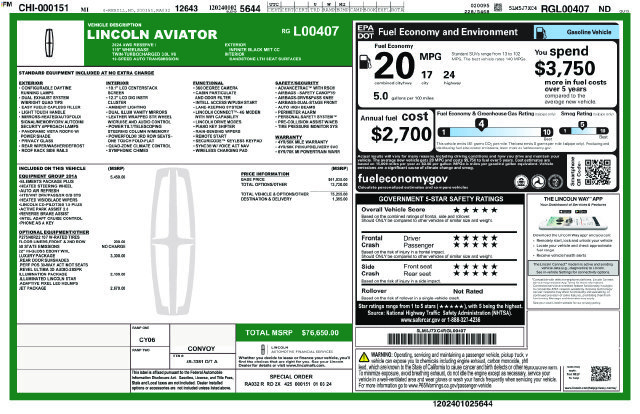 Certified 2024 Lincoln Aviator Reserve w/ Equipment Group 201A AWD/4WD image 4
