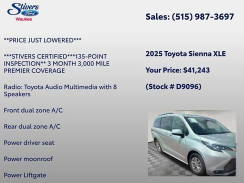Used 2025 Toyota Sienna XLE FWD image 8