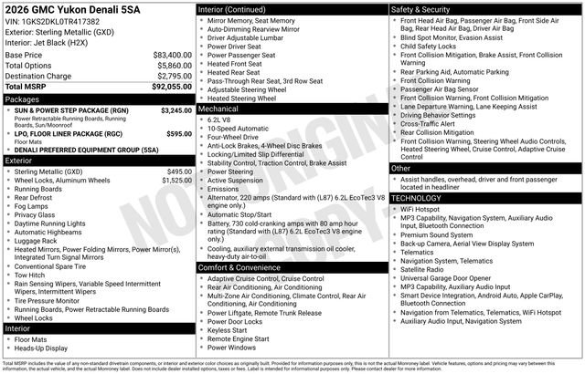 New 2026 GMC Yukon Denali w/ Sun & Power Step Package AWD/4WD image 3