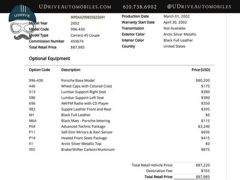 Used 2002 Porsche 911 Carrera 4S AWD/4WD image 2
