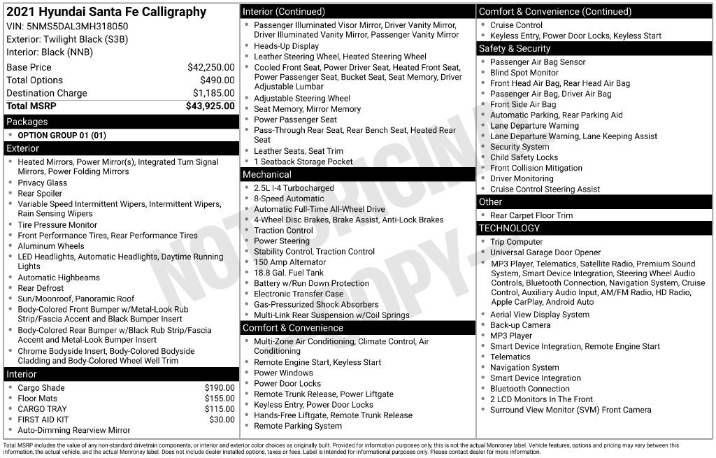 Certified 2021 Hyundai Santa Fe Calligraphy AWD/4WD image 11