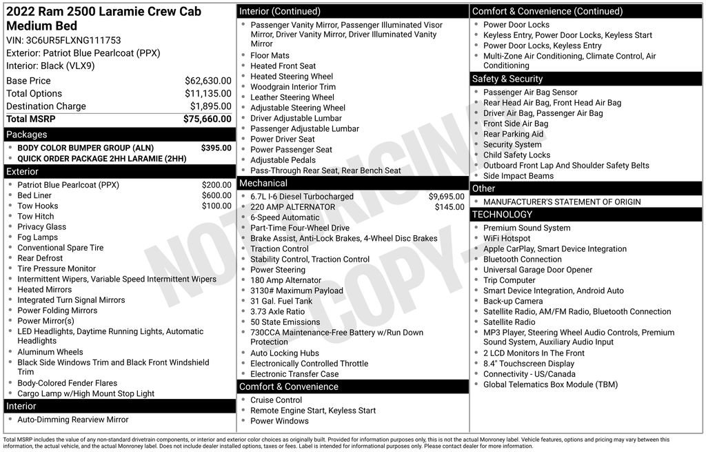 Used 2022 RAM 2500 Laramie w/ Body Color Bumper Group AWD/4WD image 3
