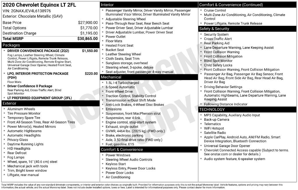 Used 2020 Chevrolet Equinox LT w/ Driver Convenience Package FWD image 14