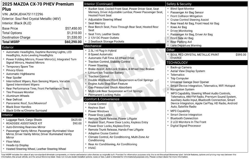 Certified 2025 MAZDA CX-70 Plug-In Hybrid w/ Premium Plus AWD/4WD image 3