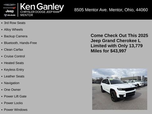 Used 2025 Jeep Grand Cherokee L Limited w/ Black Appearance Package image 5