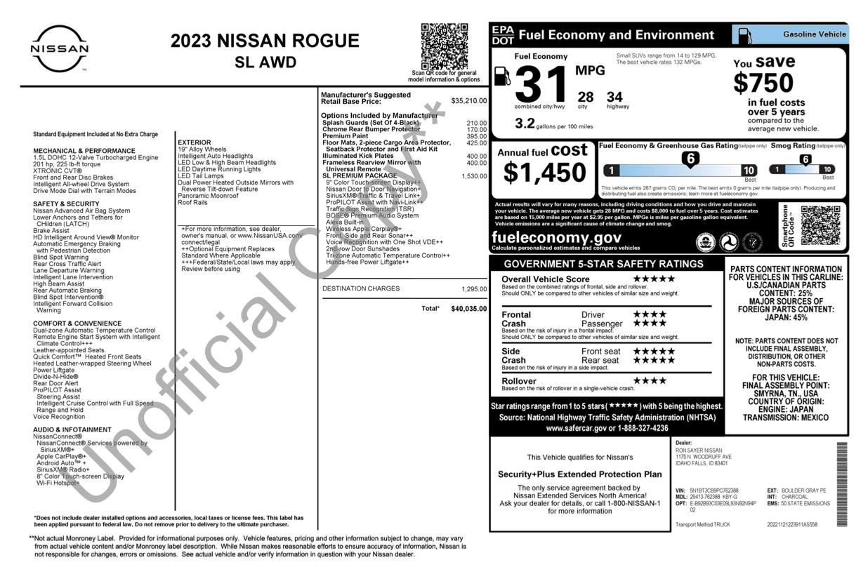 Used 2023 Nissan Rogue SL w/ SL Premium Package AWD/4WD image 2