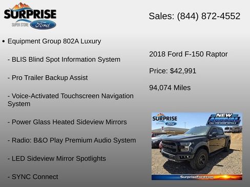 Used 2018 Ford F150 Raptor w/ Equipment Group 802A Luxury AWD/4WD image 12