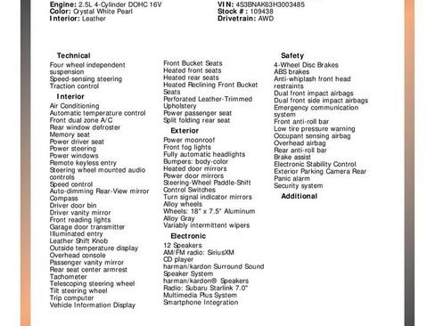 Used 2017 Subaru Legacy 2.5i Limited image 33