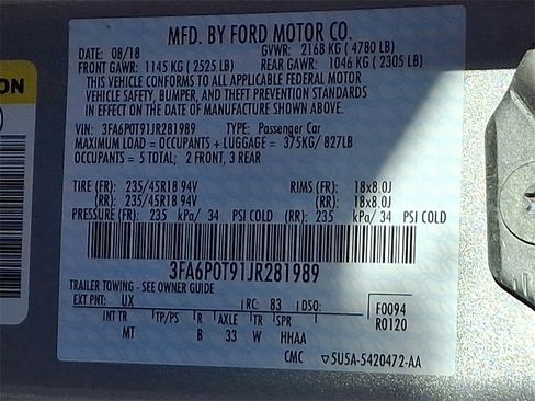 Certified 2018 Ford Fusion SE w/ Equipment Group 201A image 28