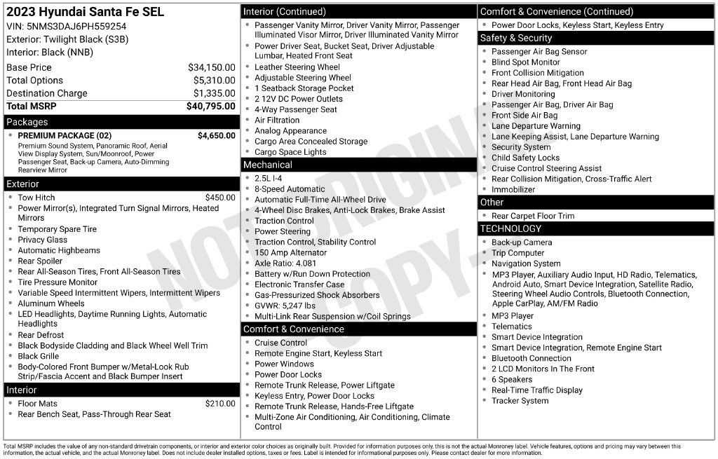 Used 2023 Hyundai Santa Fe SEL w/ Premium Package AWD/4WD image 6