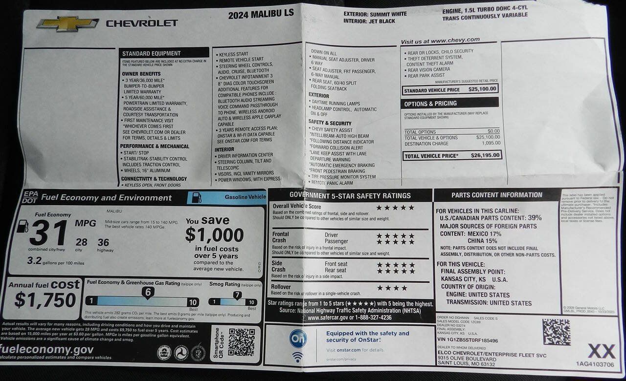 Used 2024 Chevrolet Malibu LS FWD image 15