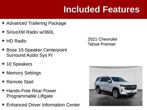 Used 2021 Chevrolet Tahoe Premier w/ Premium Package AWD/4WD image 4