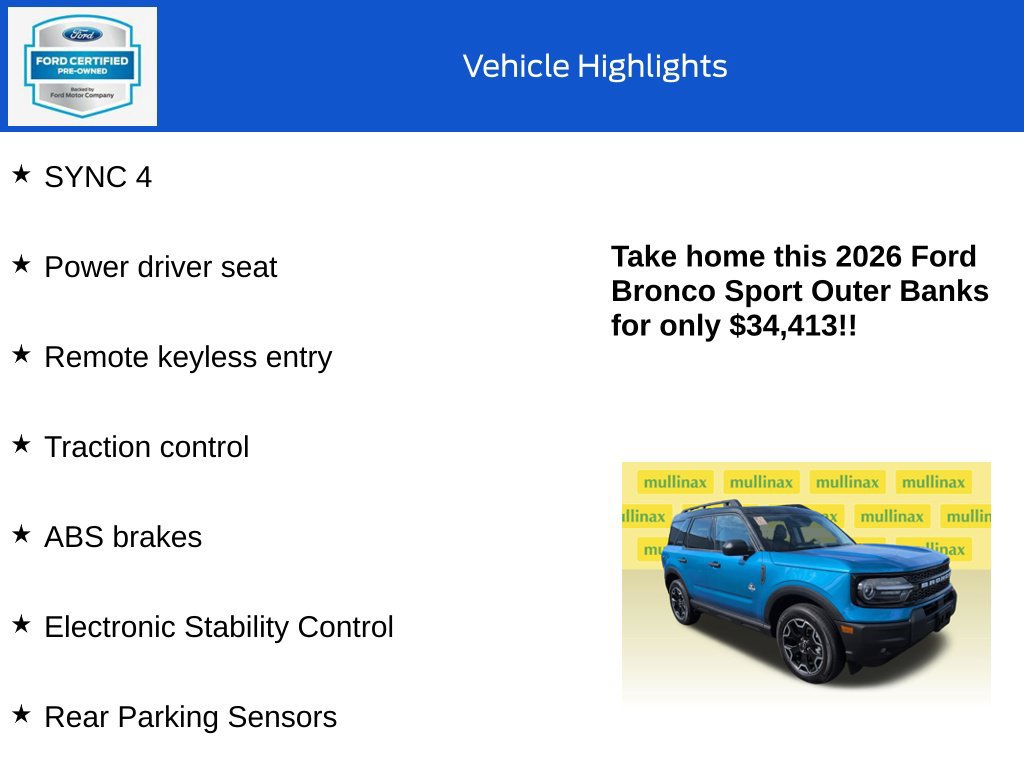 Certified 2026 Ford Bronco Sport Outer Banks AWD/4WD image 18