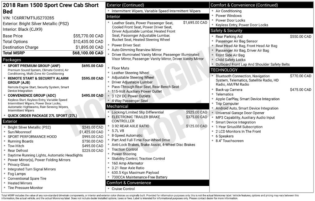 Used 2018 RAM 1500 Sport w/ Sport Premium Group AWD/4WD image 2