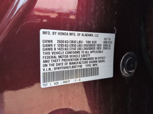 Certified 2020 Honda Pilot Touring image 38