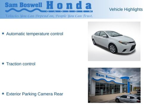 Used 2015 Toyota Corolla LE FWD image 2