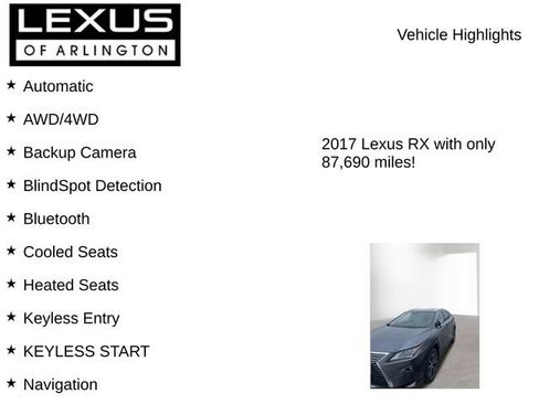 Used 2017 Lexus RX 350 AWD w/ Premium Package image 8