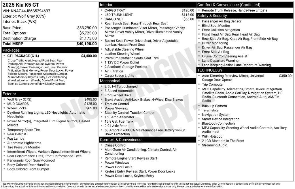Used 2025 Kia K5 GT w/ GT1 Package FWD image 38