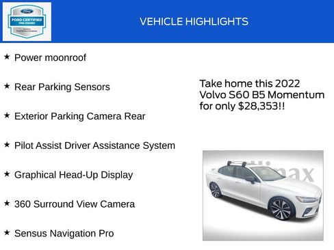 Used 2022 Volvo S60 B5 Momentum w/ Advanced Package image 18