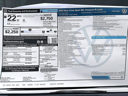 New 2026 Volkswagen Atlas Cross Sport SEL Premium R-Line AWD/4WD image 19