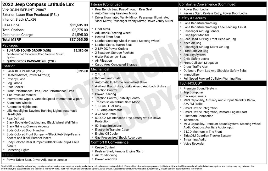 Used 2022 Jeep Compass Latitude w/ Sun and Sound Group AWD/4WD image 6