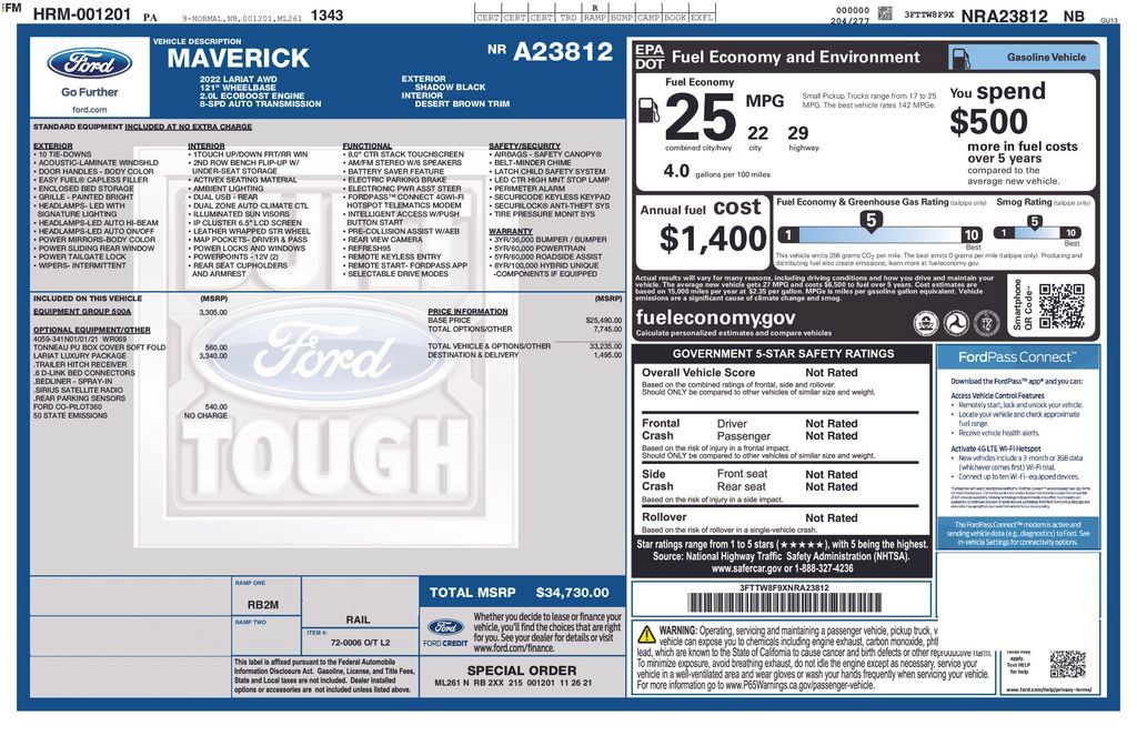 Used 2022 Ford Maverick Lariat w/ Lariat Luxury Package AWD/4WD image 53