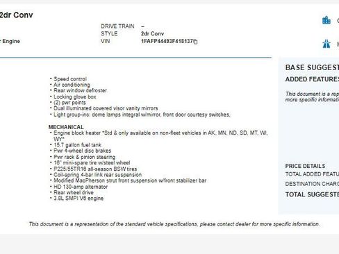 Used 2003 Ford Mustang Convertible image 2