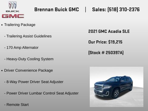 Certified 2021 GMC Acadia SLE w/ Driver Convenience Package image 7