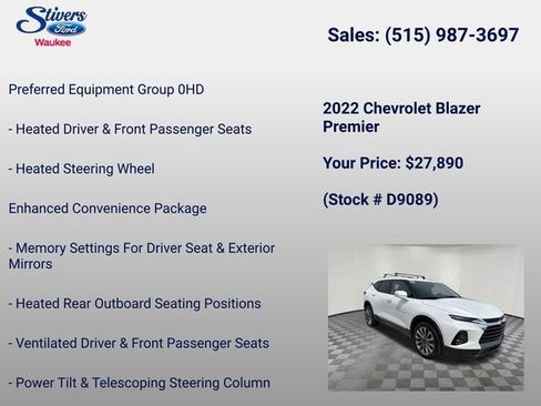 Used 2022 Chevrolet Blazer Premier w/ Enhanced Convenience Package AWD/4WD image 8