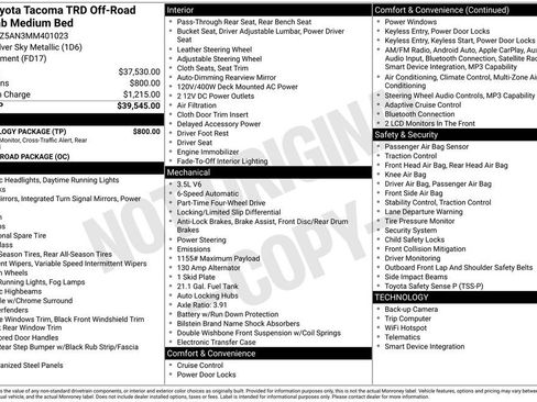 Used 2021 Toyota Tacoma TRD Off-Road w/ Technology Package image 2