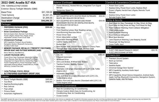 Used 2022 GMC Acadia SLT w/ Preferred Package AWD/4WD image 36