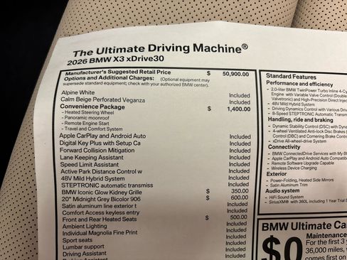 New 2026 BMW X3 xDrive30 w/ Convenience Package image 34