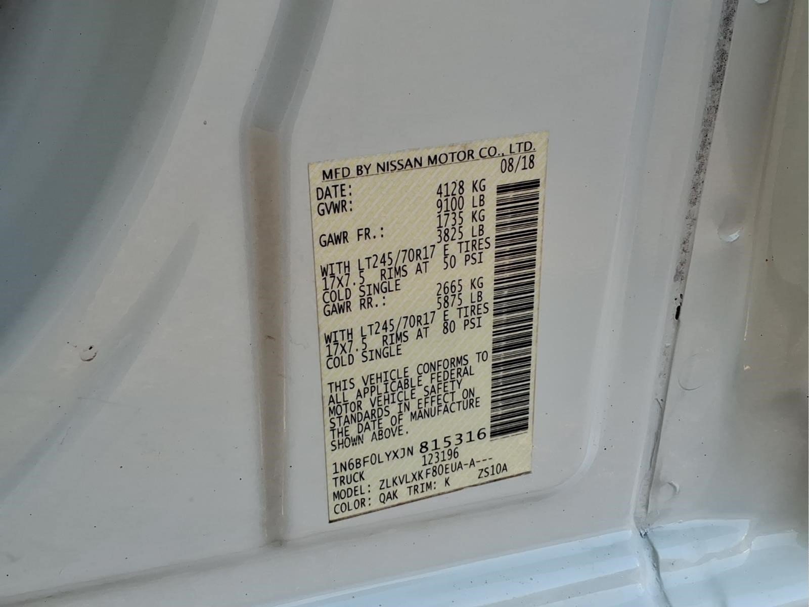 Used 2018 Nissan NV 2500 SV w/ Navigation Package RWD image 24
