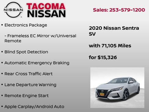 Used 2020 Nissan Sentra SV w/ Electronics Package image 6