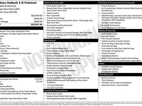 Used 2015 Subaru Outback 2.5i Premium image 45