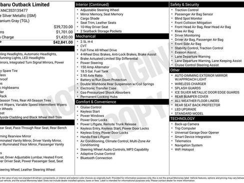 Certified 2025 Subaru Outback Limited AWD/4WD image 30