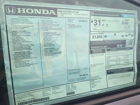 New 2026 Honda Accord SE image 20