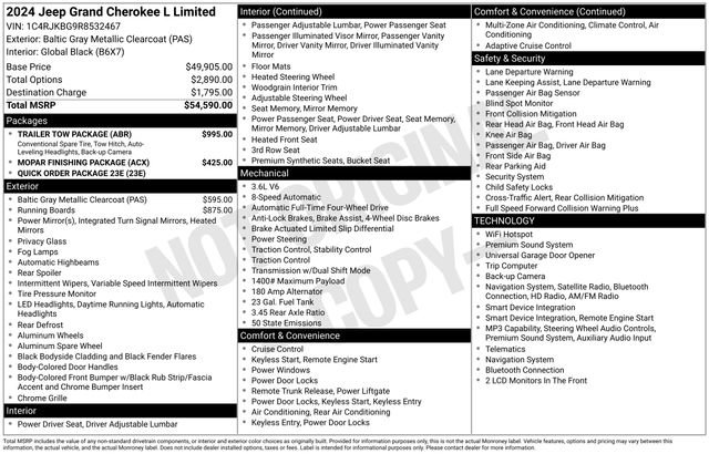 Used 2024 Jeep Grand Cherokee L Limited w/ Trailer Tow Package AWD/4WD image 43