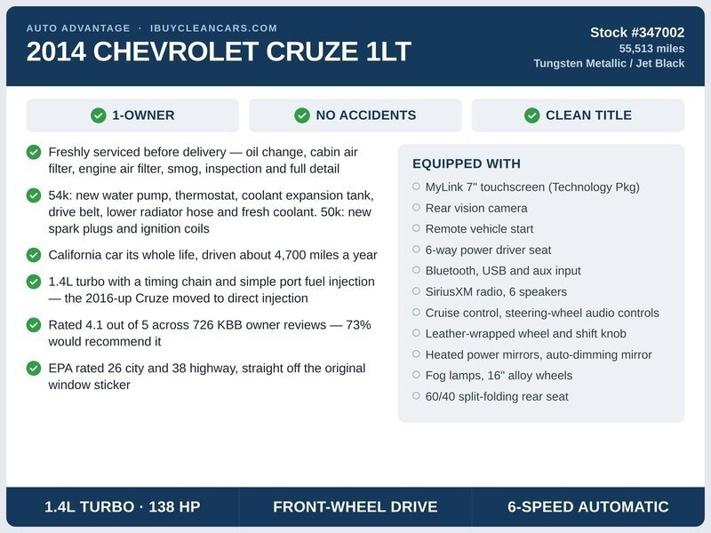 Used 2014 Chevrolet Cruze LT FWD image 2