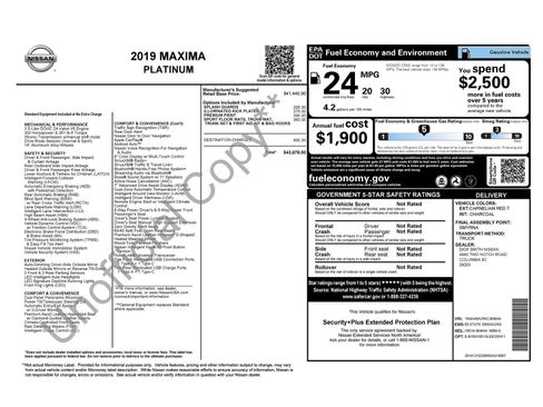 Used 2019 Nissan Maxima Platinum w/ Sport Mat Group image 1