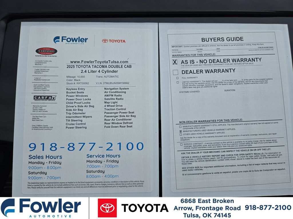 Certified 2025 Toyota Tacoma SR5 AWD/4WD image 35