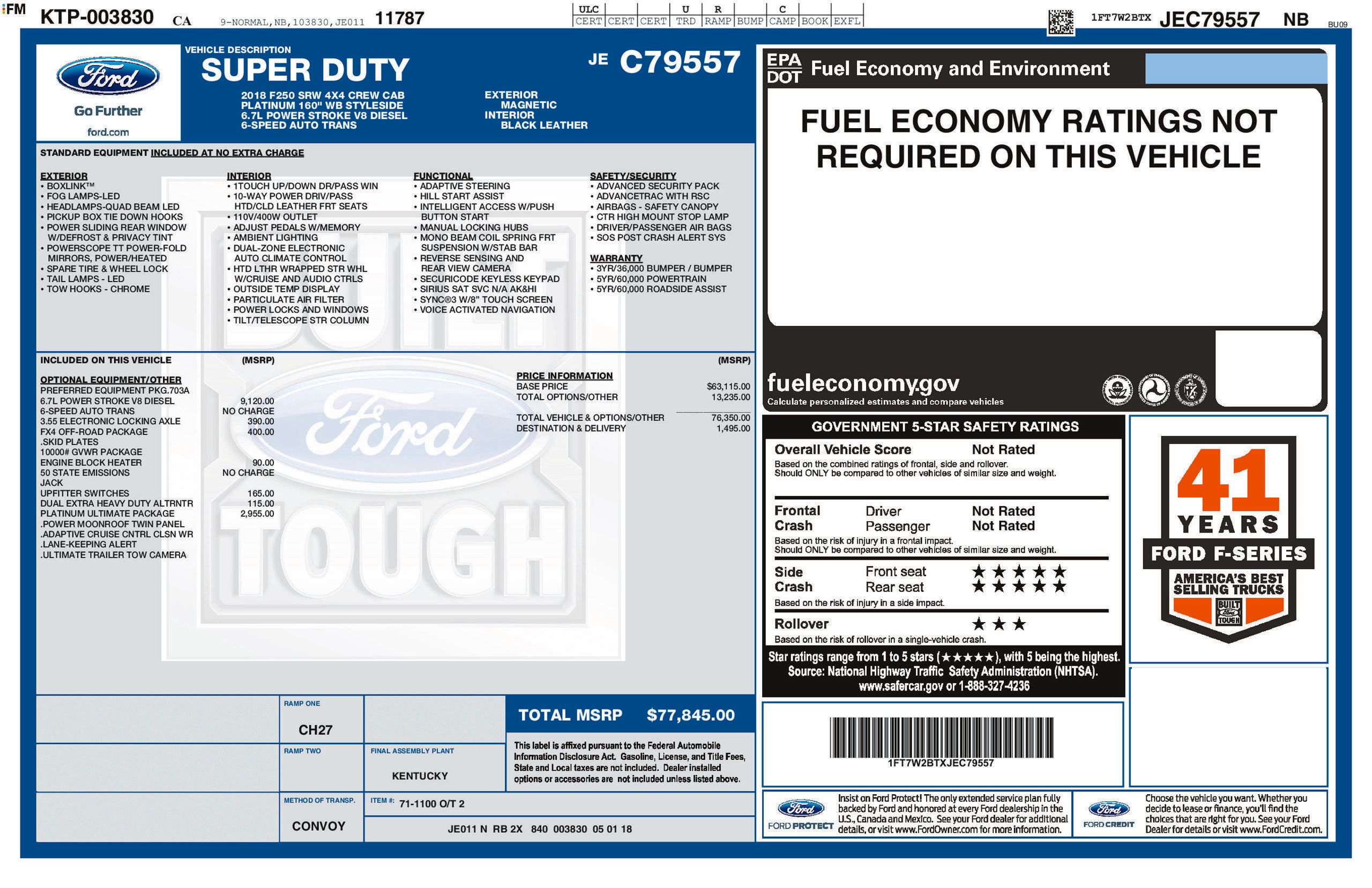 Used 2018 Ford F250 Platinum w/ Platinum Ultimate Package AWD/4WD image 28