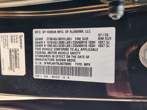 Certified 2020 Honda Odyssey EX-L image 34
