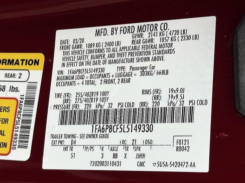 Used 2020 Ford Mustang GT Premium w/ GT Performance Package RWD image 19