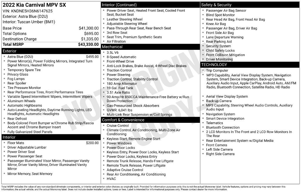 Used 2022 Kia Carnival SX FWD image 2