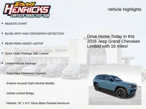 New 2026 Jeep Grand Cherokee Limited w/ Limited Altitude Package AWD/4WD image 4