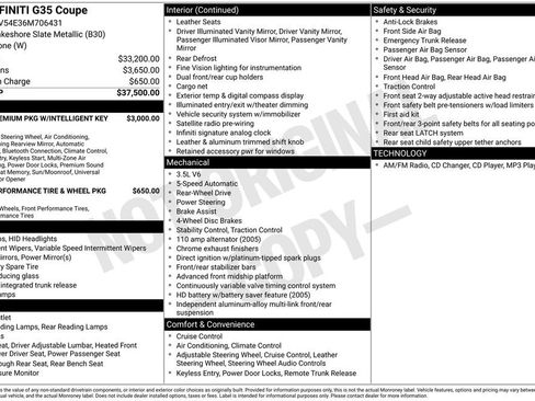 Used 2006 INFINITI G35 Coupe image 2
