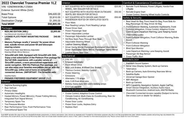 Used 2022 Chevrolet Traverse Premier w/ Redline Edition FWD image 31